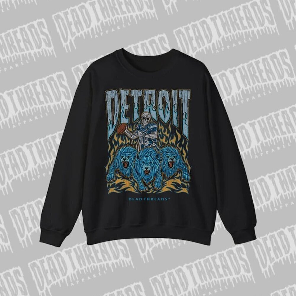 Detroit Football Crewneck Sweatshirt NFL Game Day Retro Style Cozy Apparel